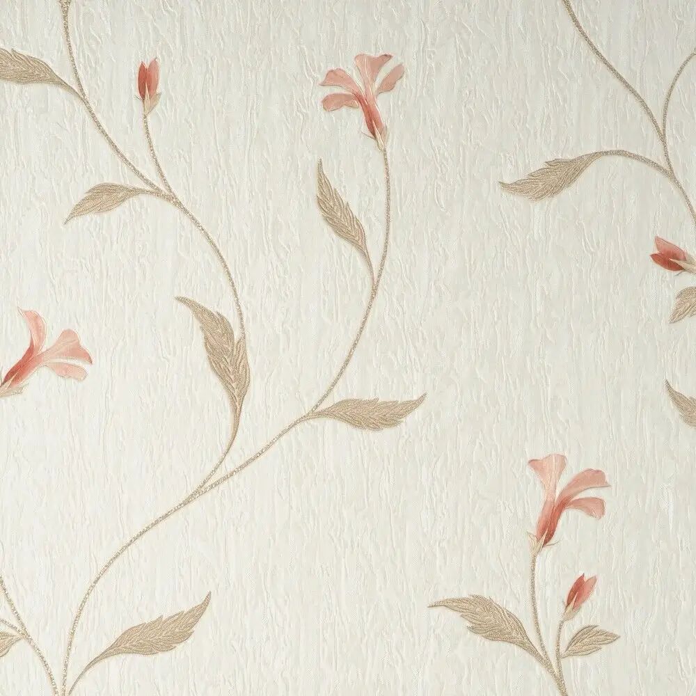 Bellagio Floral Cream & Pink Luxury Vinyl Wallpaper M95632