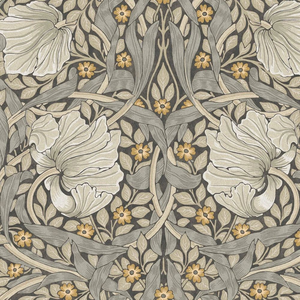 Pimpernel Scrolling Floral Grey Wallpaper by William Morris 124240