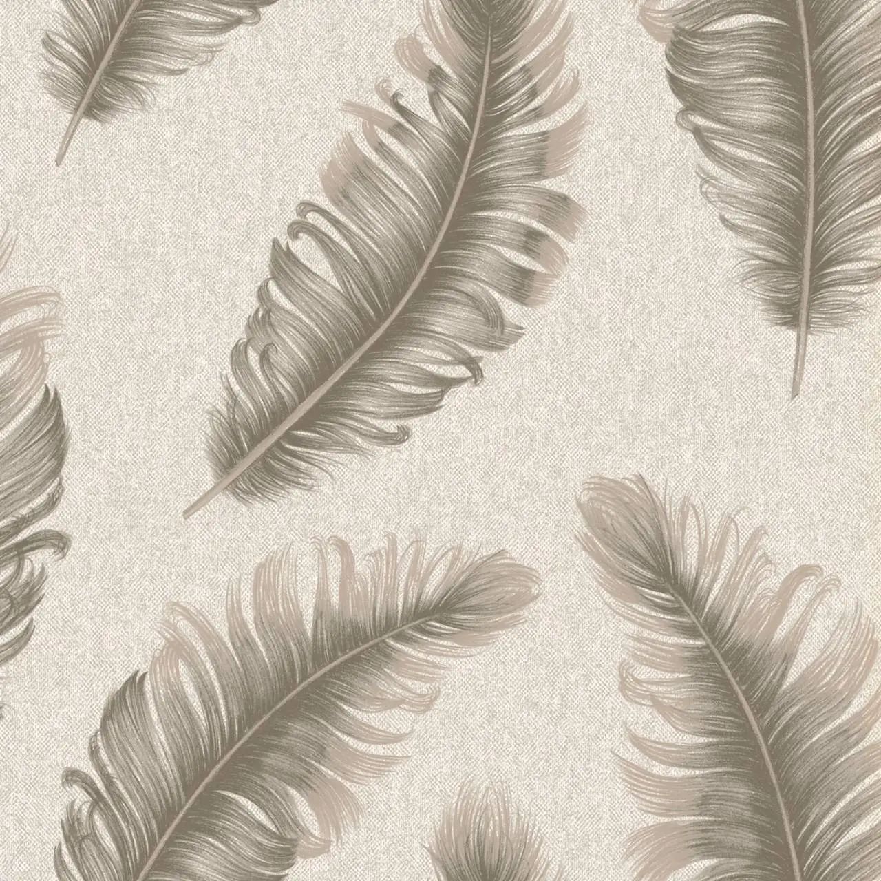 Ciara Feather Mocha Beige Italian Vinyl Wallpaper 4411