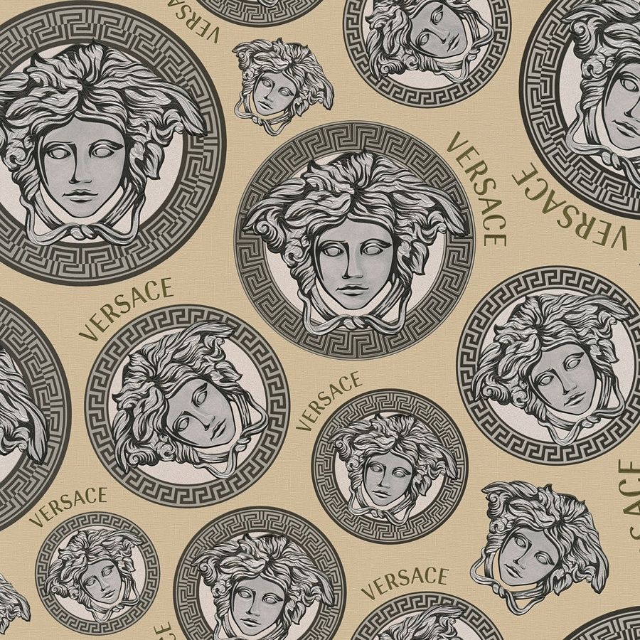 Medusa Heads Champagne Luxury Vinyl Wallpaper 386114 Medusa Heads Champagne Luxury Vinyl Wallpaper 386114
