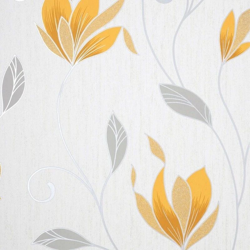 Synergy Floral Mustard Vinyl Wallpaper M1717