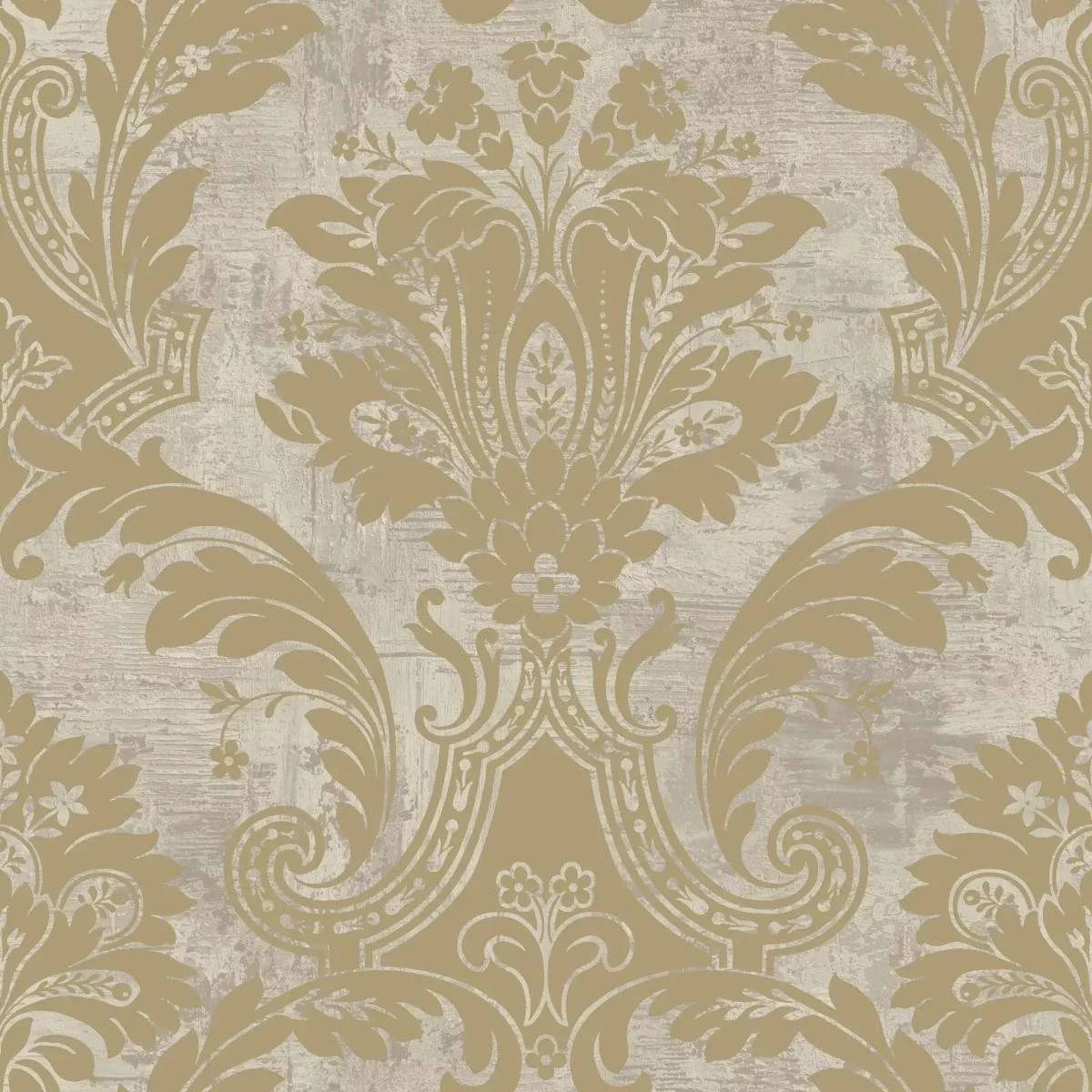 Plaster Damask Metallic Gold Belgravia Decor Wallpaper 2316