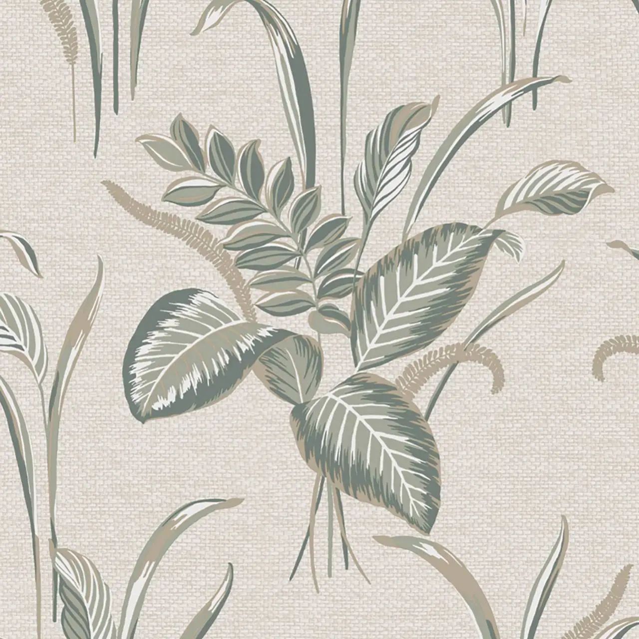 Palma Leaf Sage & Champagne Vinyl Wallpaper 9010