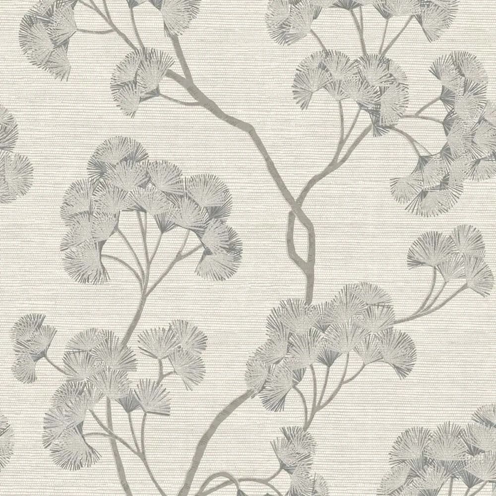 Sumatra Ginkgo Trees Grey & Silver Floral Wallpaper 316025