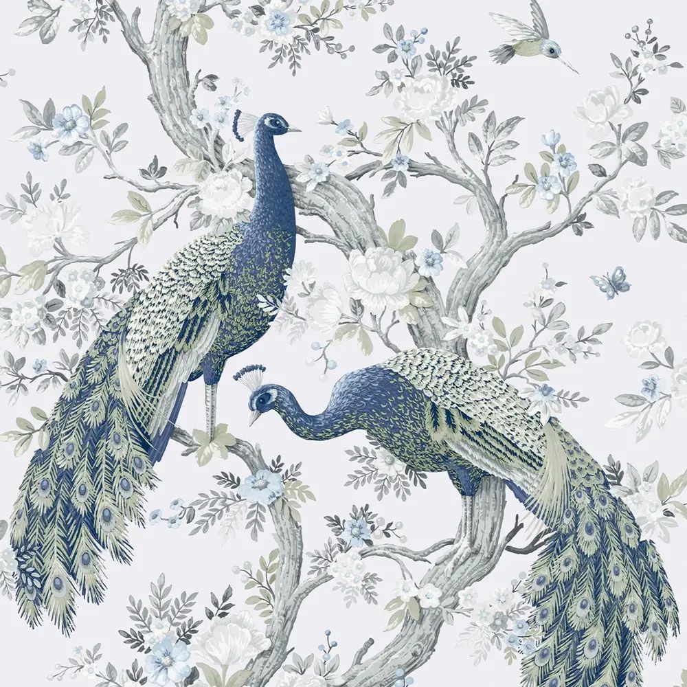Belvedere Peacocks Midnight Laura Ashley Wallpaper 113397