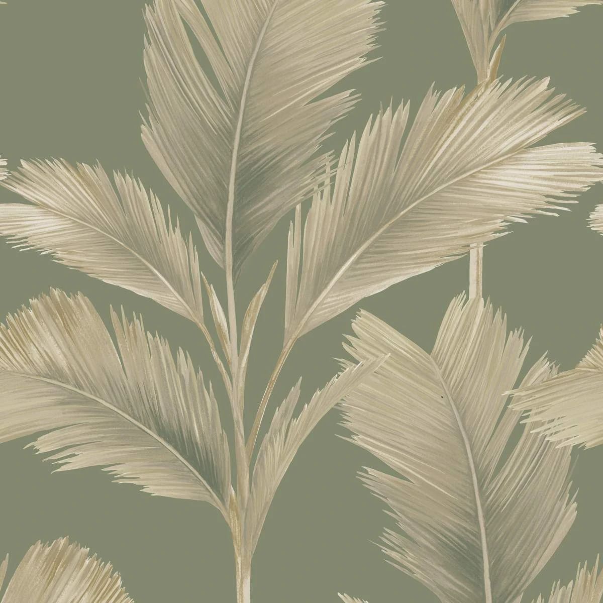 Kailani Palm Tree Leaves Sage Green Wallpaper 59120