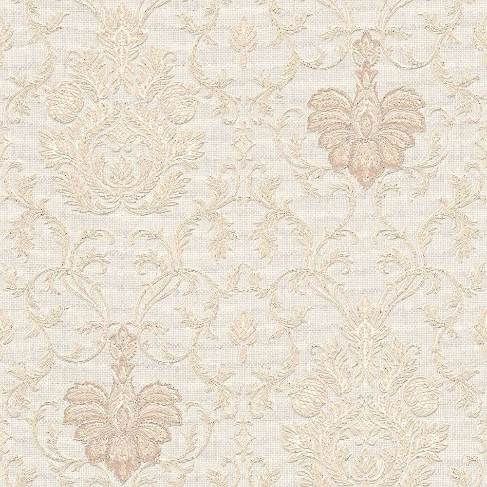 Belle Baroque Glitter Oriental Damask Cream Wallpaper 5380-17