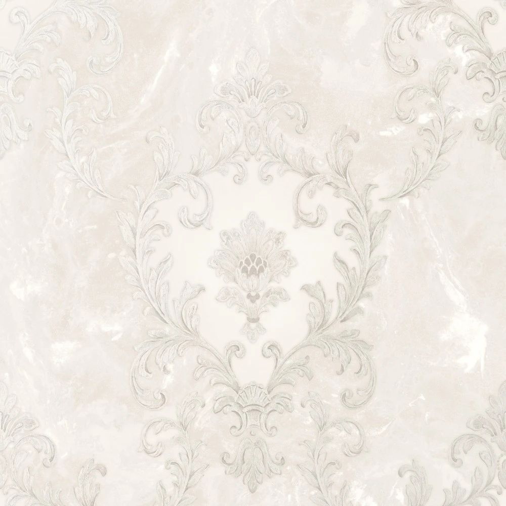 Sienna Damask Pearl Vasari Italian Luxury Vinyl Wallpaper 534375