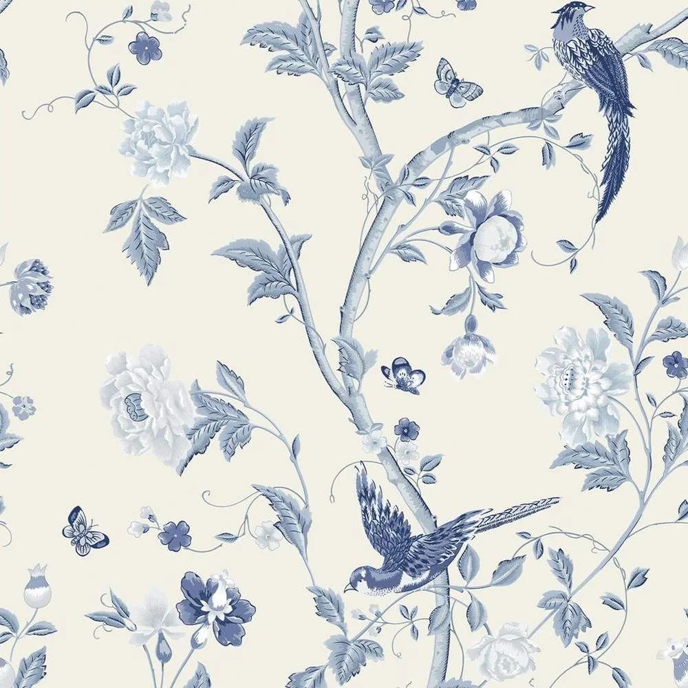 Summer Palace Birds Royal Blue Laura Ashley Wallpaper 113390