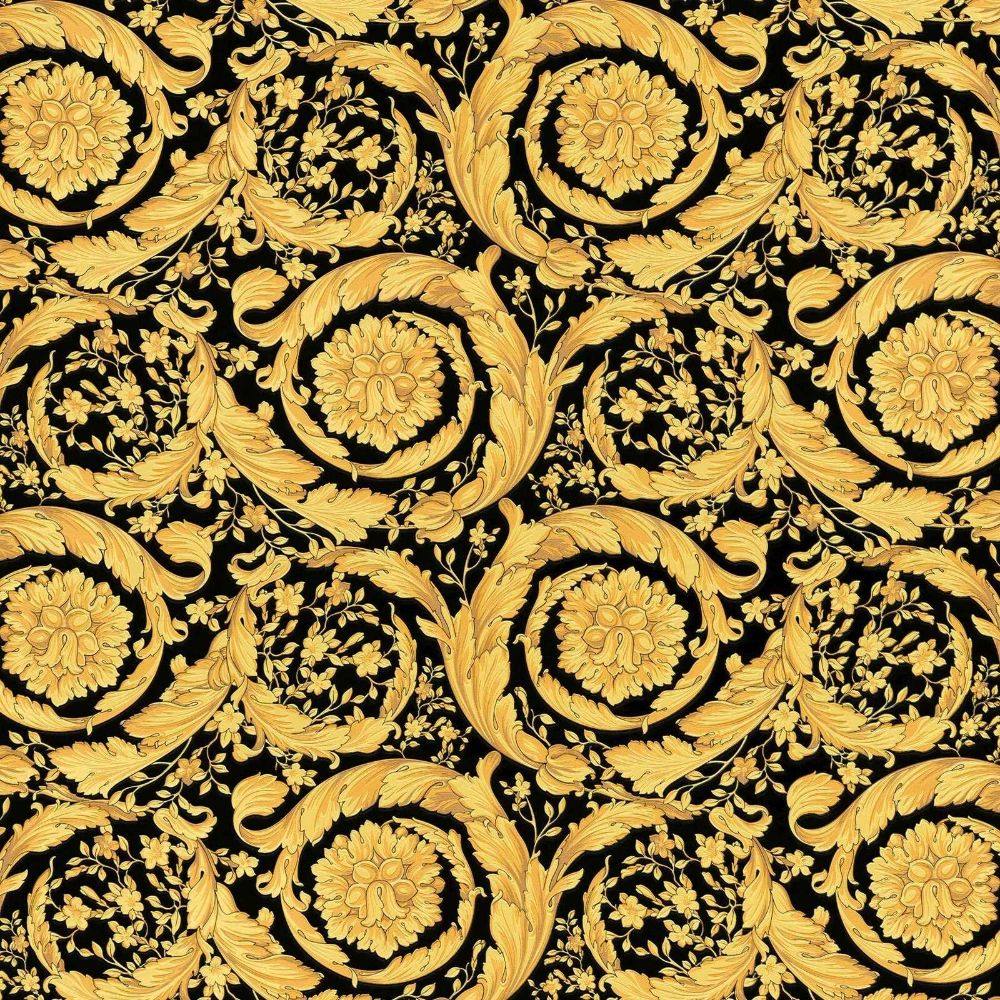 Oriental Barocco Black & Gold Luxury Vinyl Wallpaper 935834