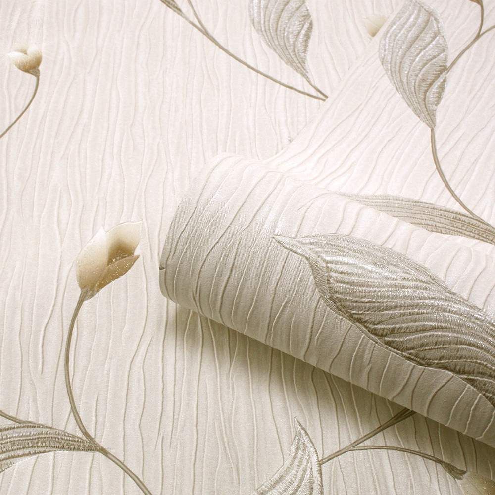 Tiffany Trail Silver & Ivory Cream Luxury Italian Vinyl Wallpaper 161