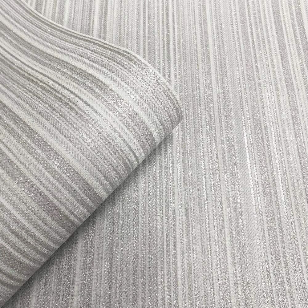 Venezia Stripe Light Grey Lavish Shimmer Vinyl Wallpaper M66509