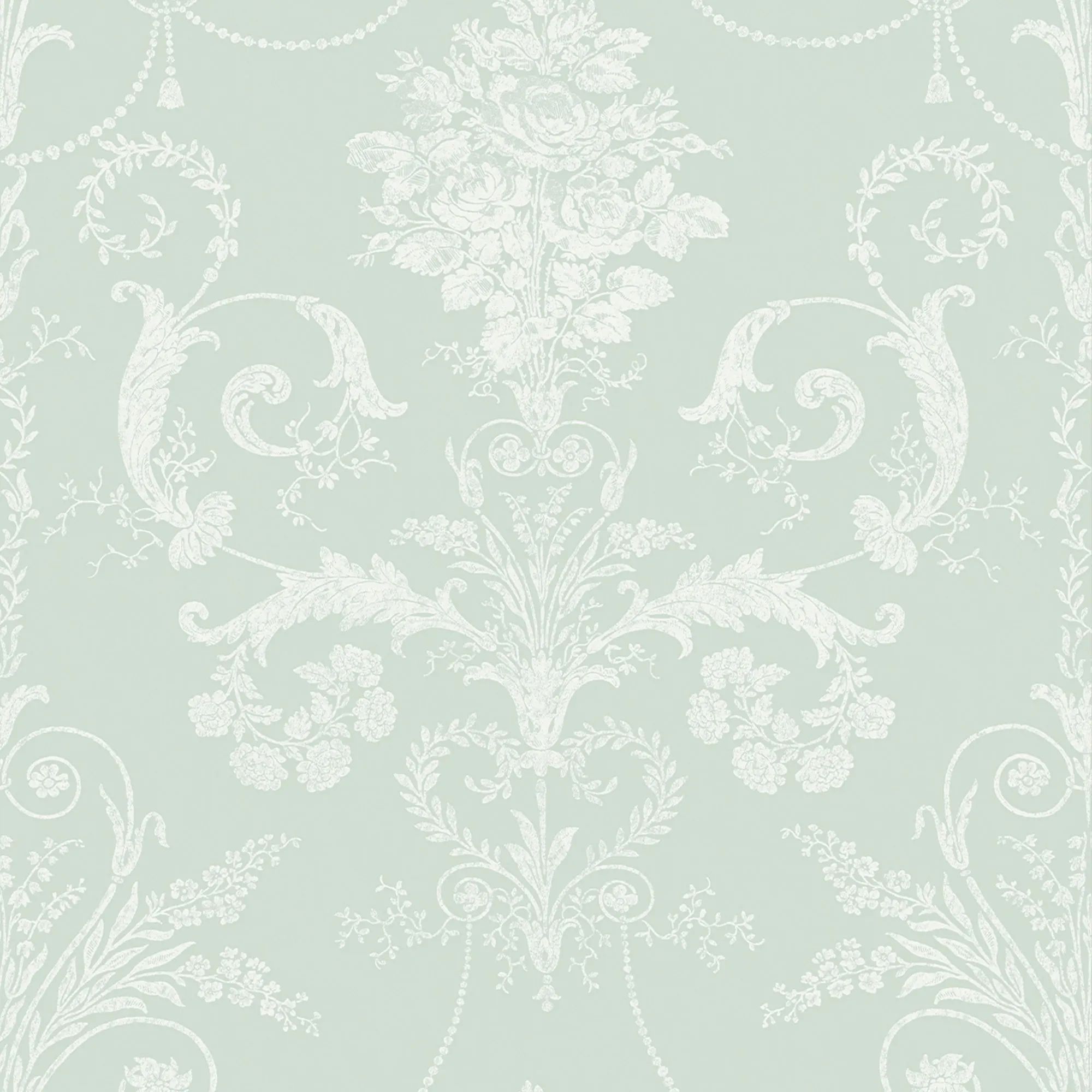 Josette French Toil Damask Duck Egg Laura Ashley Wallpaper 113380