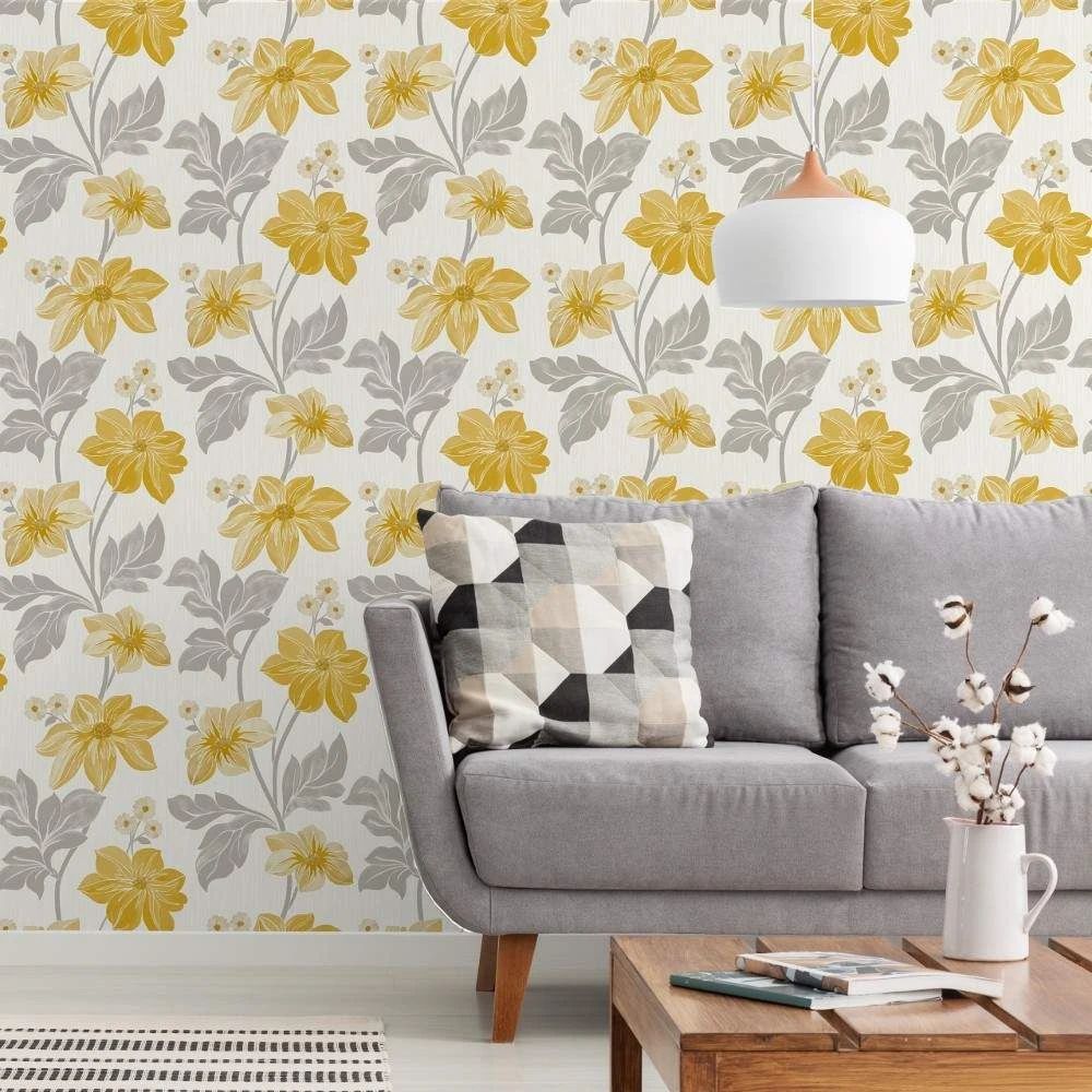 Clematis Trail Yellow Floral Wallpaper A73002
