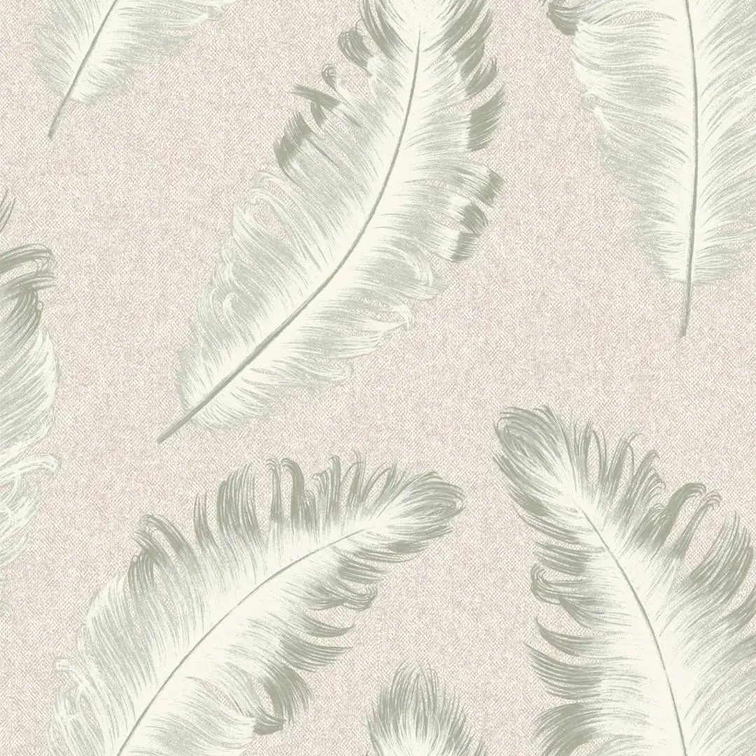 Ciara Feather Sage Green Italian Vinyl Wallpaper 4412