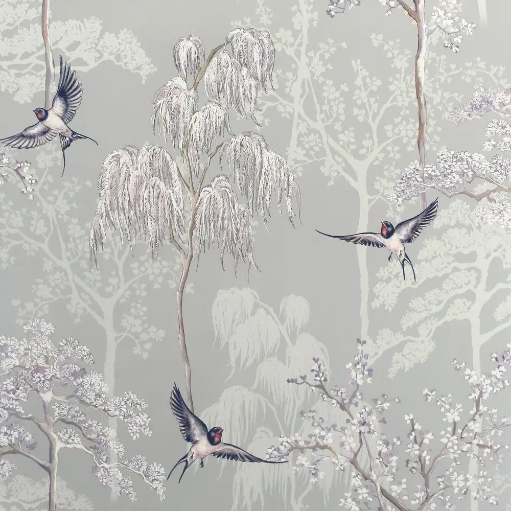 Japanese Garden Grey Birds Wallpaper 908105