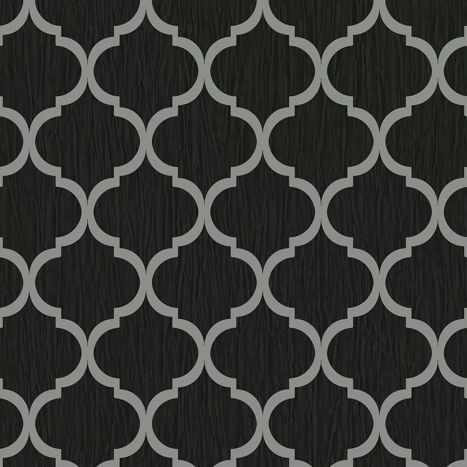 Crystal Trellis Black & Metallic Silver Wallpaper 8895