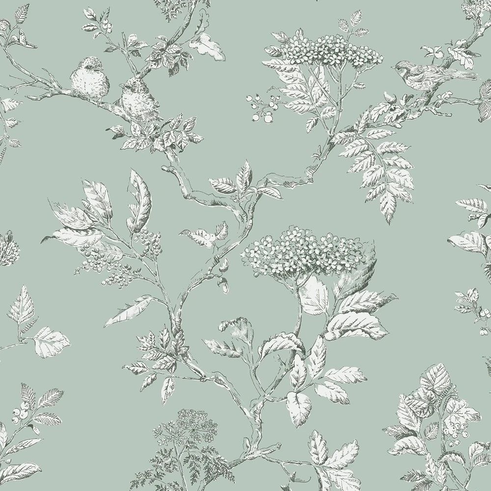 Elderwood Heritage Dainty Flowers Duck Egg Laura Ashley Wallpaper 113345