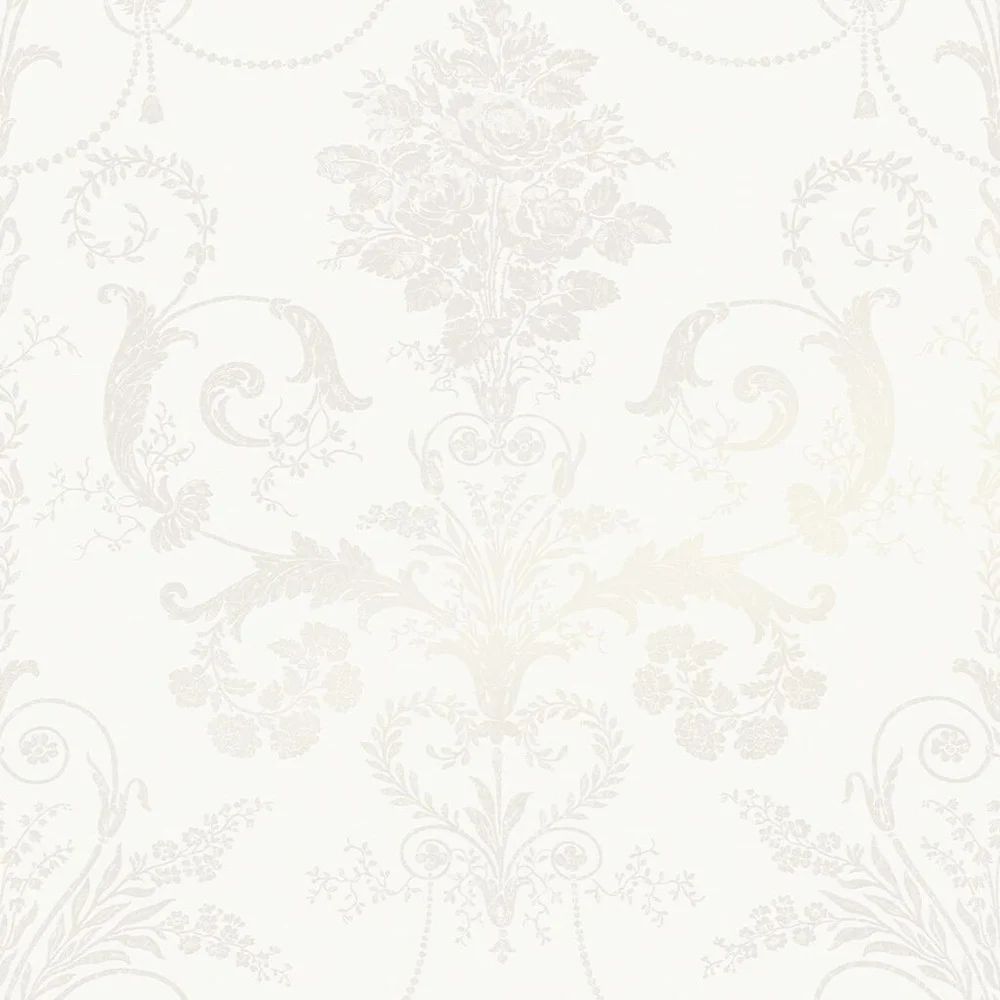 Josette French Toil Damask White Laura Ashley Wallpaper 113382