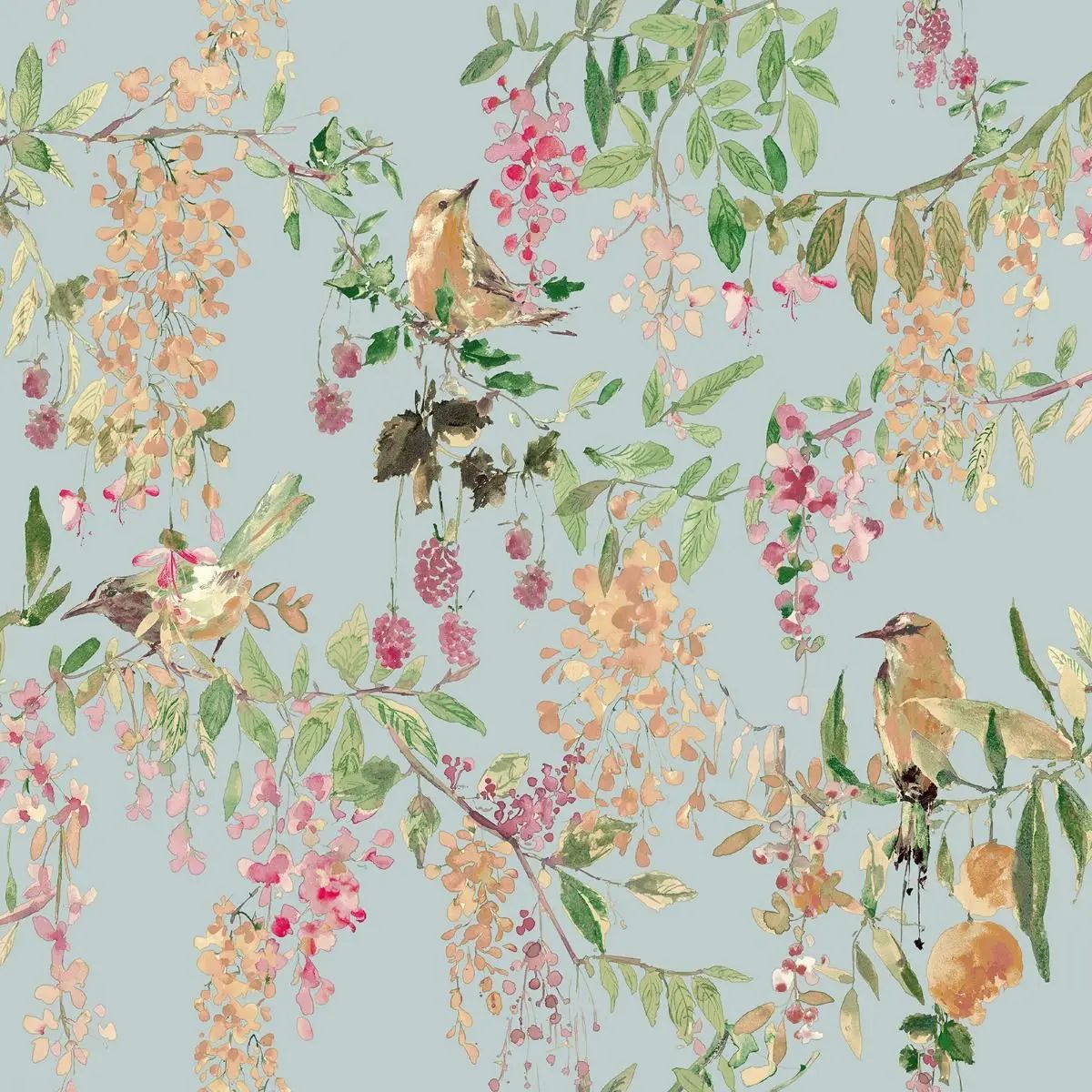 Blackberry Trail Blue Wallpaper A79303 by Grandeco