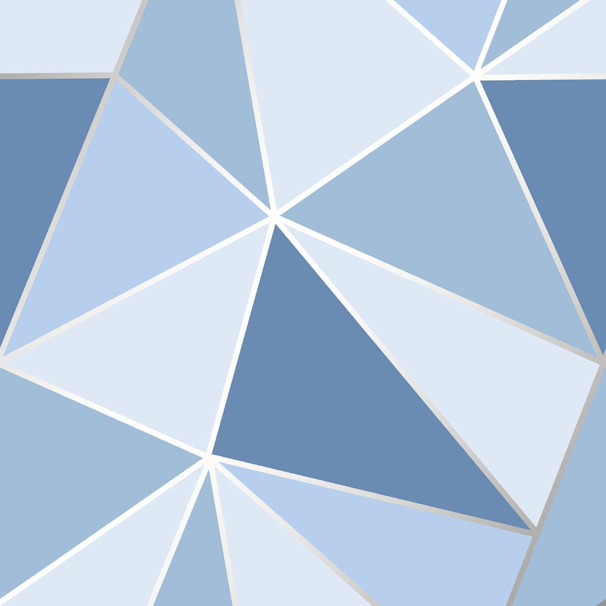 Apex Geometric Blue/White & Silver Wallpaper FD41992
