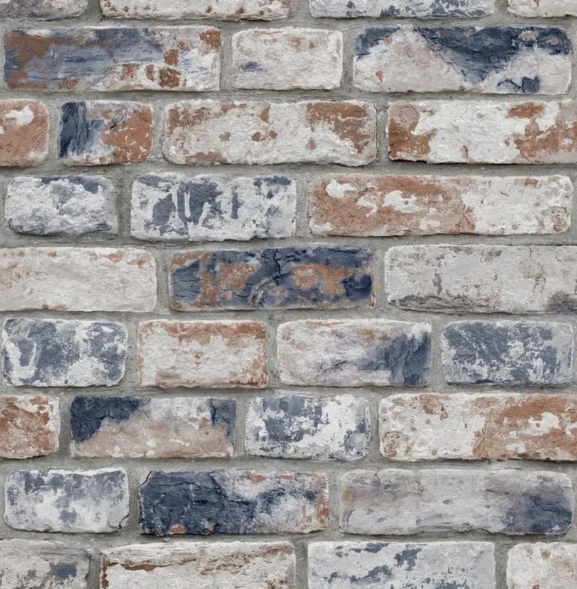 Distressed Brick Effect Navy & Red Wallpaper 108596