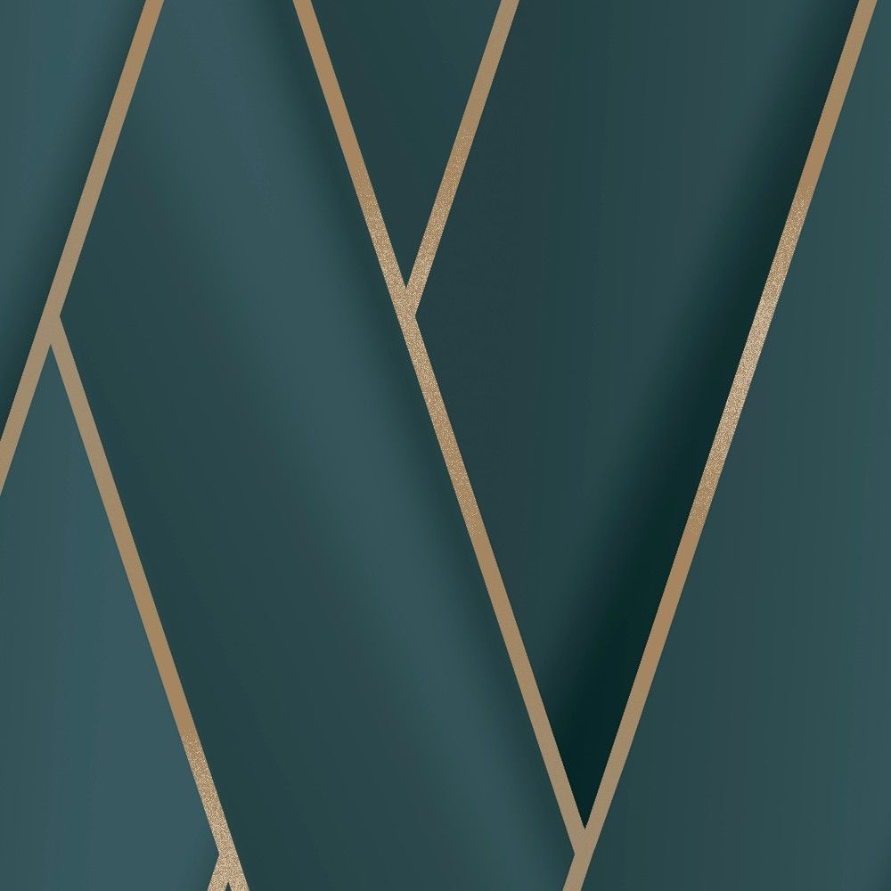 Armando Herringbone Design Emerald Green & Metallic Gold Geometric Wallpaper 2122