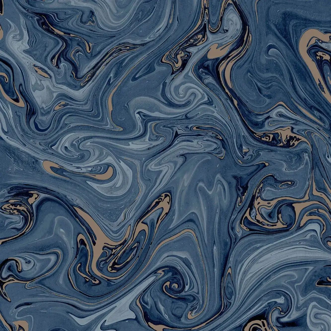 Liquid Marble Navy & Gold Wallpaper 119559
