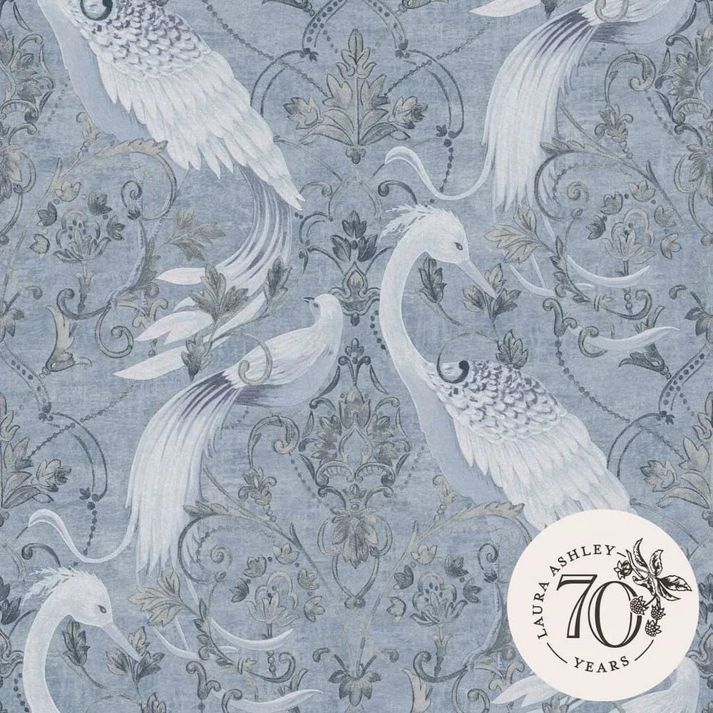 Tregaron Romantic Damask Midnight Blue French Classic Laura Ashley Wallpaper 120132