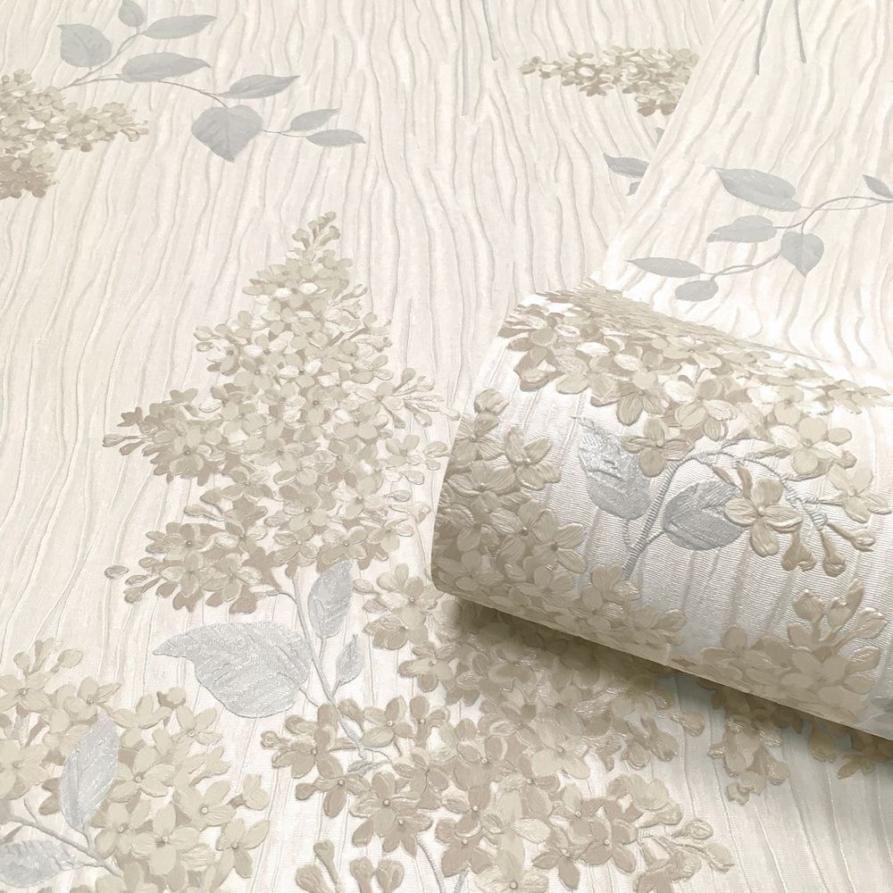 Tiffany Fiore Beige Luxury Italian Vinyl Wallpaper 41311