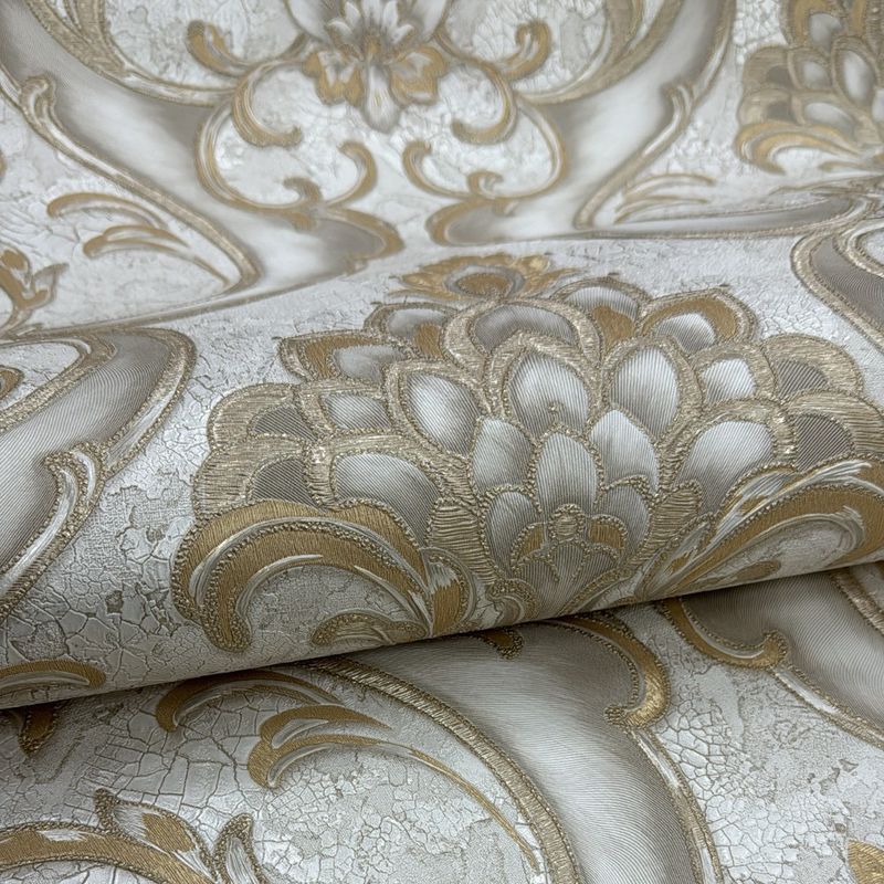 Sonta Damask Gold & Cream Italian Vinyl Wallpaper by Vasari 539769 539769