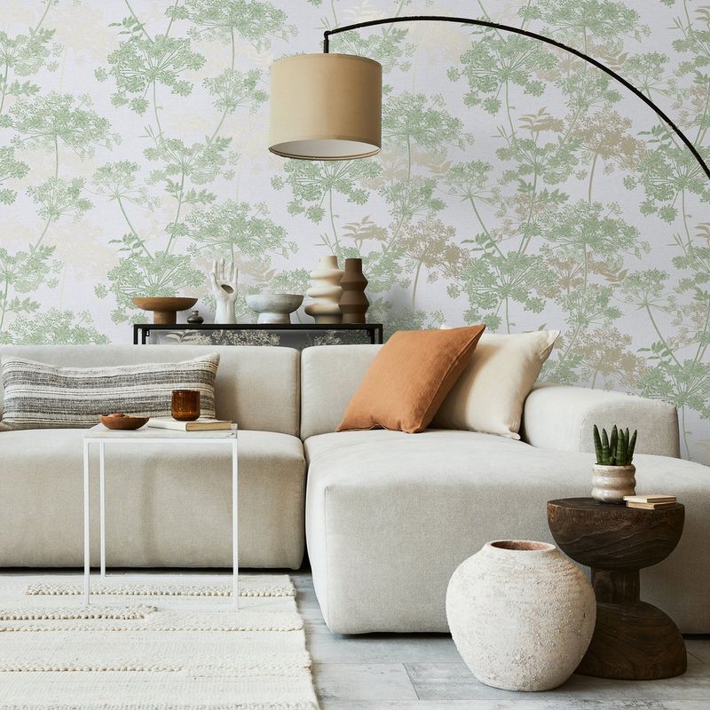 Meadow Green & Gold Floral Wallpaper | Superfresco | 128154