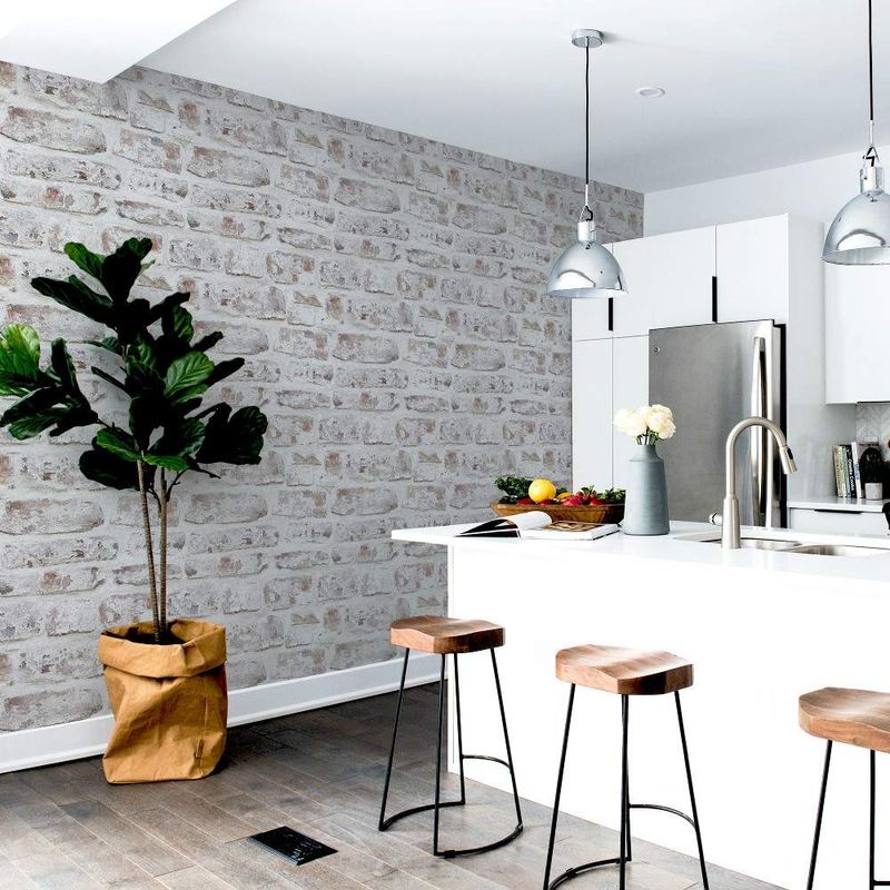 White Washed Wall White Brick Effect Wallpaper 671100 | 671100